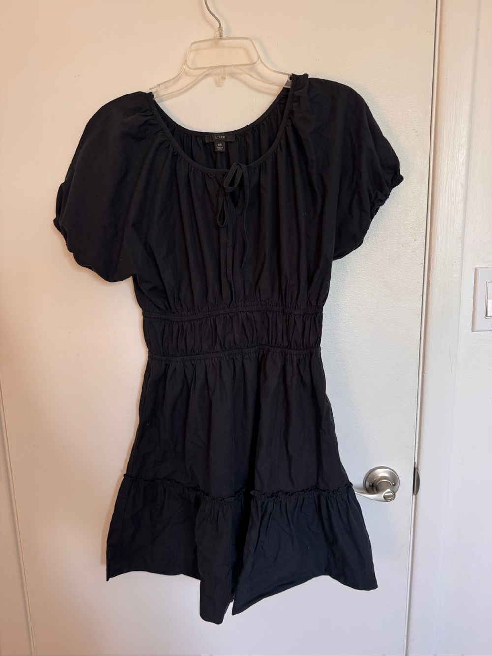 J. Crew Black Tie-Neck Lightweight Top